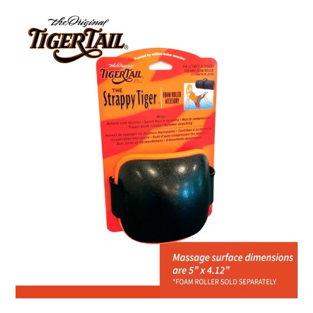 Strappy Tiger Tail Foam Roller Massager Accessory - Black